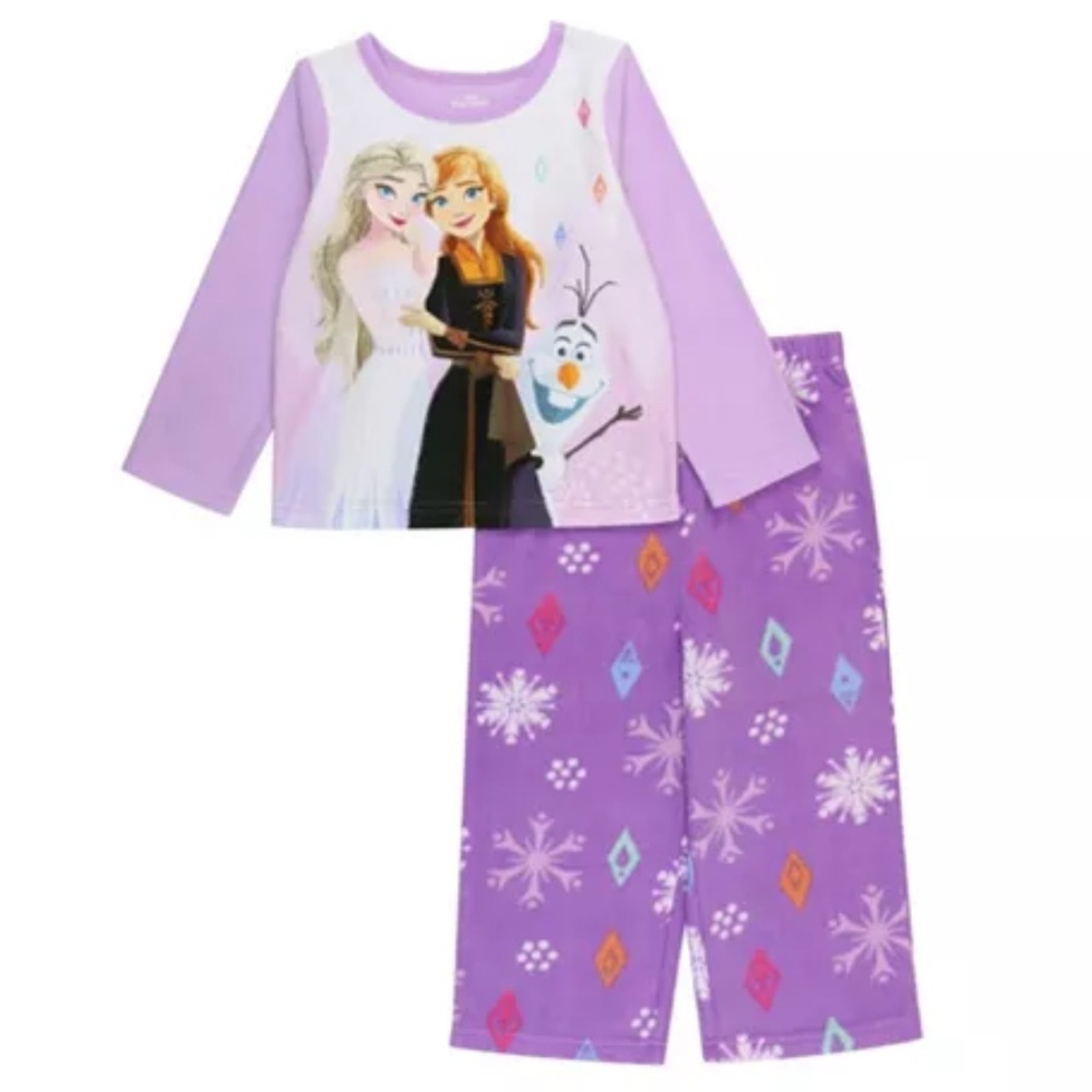 NEW Disney Frozen Elsa Anna Olaf‎ Purple Pajama Set 2PC 2T